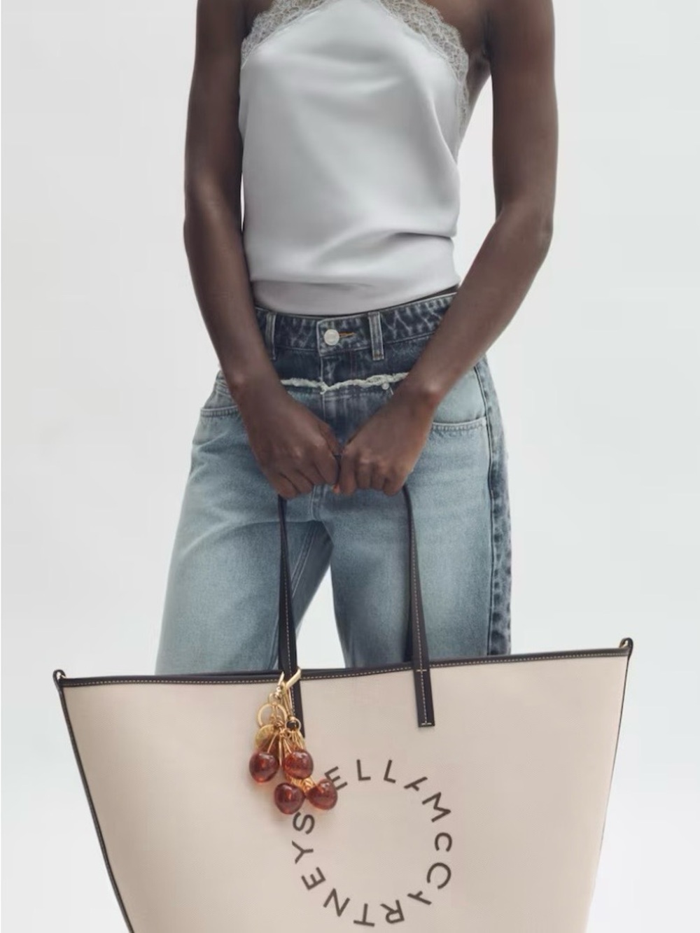 H&M x Stella McCartney Cream Canvas Tote with Black Trim- NEW - Picture 4 of 10
